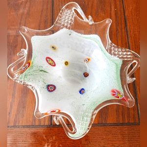 MURANO ART GLASS MILLEFORI STARFISH SPIDER DISH/CANDY BOWL